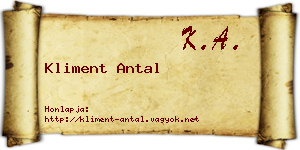 Kliment Antal névjegykártya